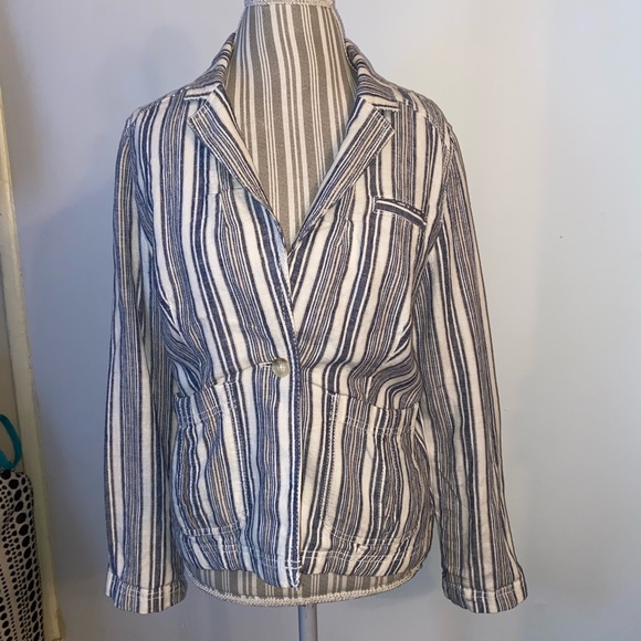 Linen One-Button Blazer Jacket Medium Petite - Picture 11 of 11